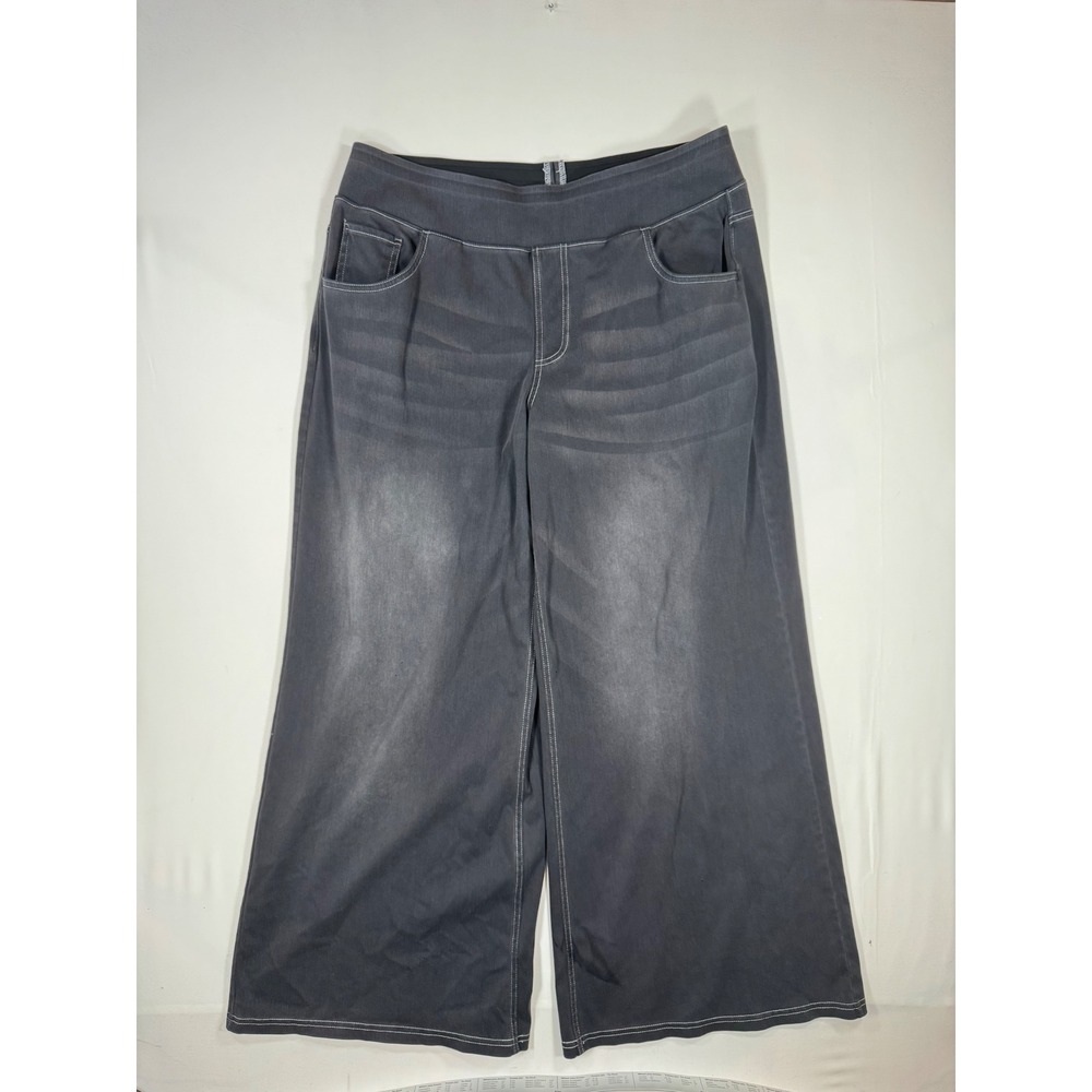 Halara Flex Mid Rise Tummy Control Baggy Jeans Cool Gray 1X 18 Wide Leg Casual - Picture 4 of 10